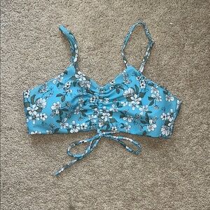 Floral Blue Women's Bikini Top